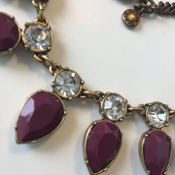 💎🏆💜JCREW Goldtone/Purple Statement Necklace💜🏆 - Picture 4 of 4